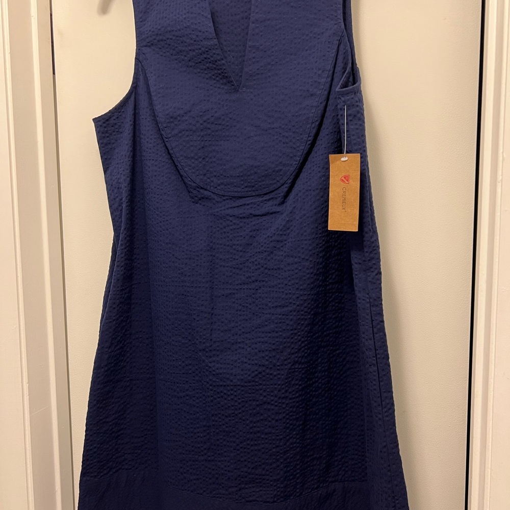 Daniel Cremieux Blue Sheath Dress Plunge Neckline Sleeveless